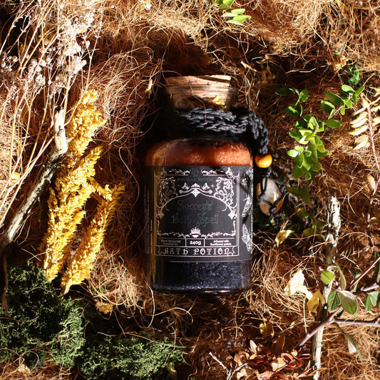Ancient Witch Bath Spell Potion & Citrine Crystal Amulet - Success Ancient Witch Bath Spell Potions - Bath Indulgence