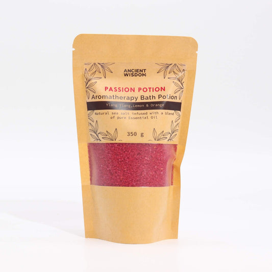 Aromatherapy Bath Potion in Kraft Bag 350g - Passion Aromatherapy Bath Potion 350g - Bath Indulgence