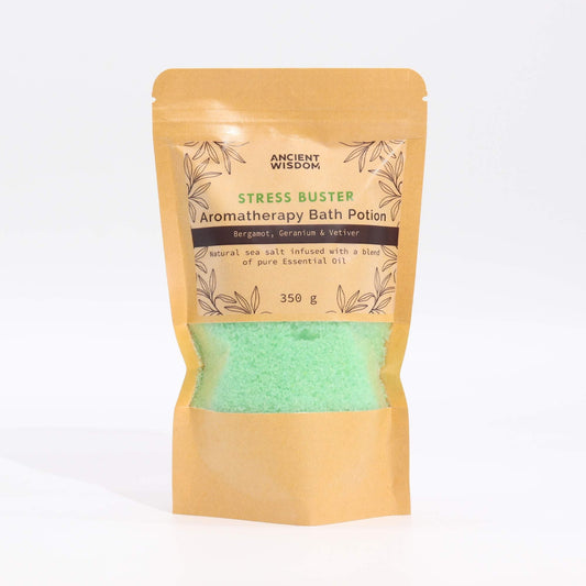 Aromatherapy Bath Potion in Kraft Bag 350g - Stress Buster Aromatherapy Bath Potion 350g - Bath Indulgence