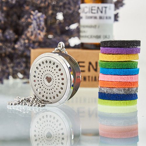 Aromatherapy Diffuser Necklace - Diamonds Heart 30mm Aromatherapy Diffuser Necklaces - Bath Indulgence