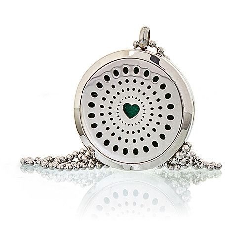 Aromatherapy Diffuser Necklace - Diamonds Heart 30mm Aromatherapy Diffuser Necklaces - Bath Indulgence