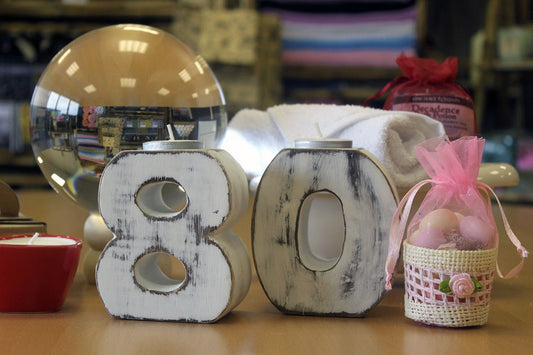Candle Holder Wooden Birthday Numbers - No.8 Wooden Birthday Numbers - Bath Indulgence