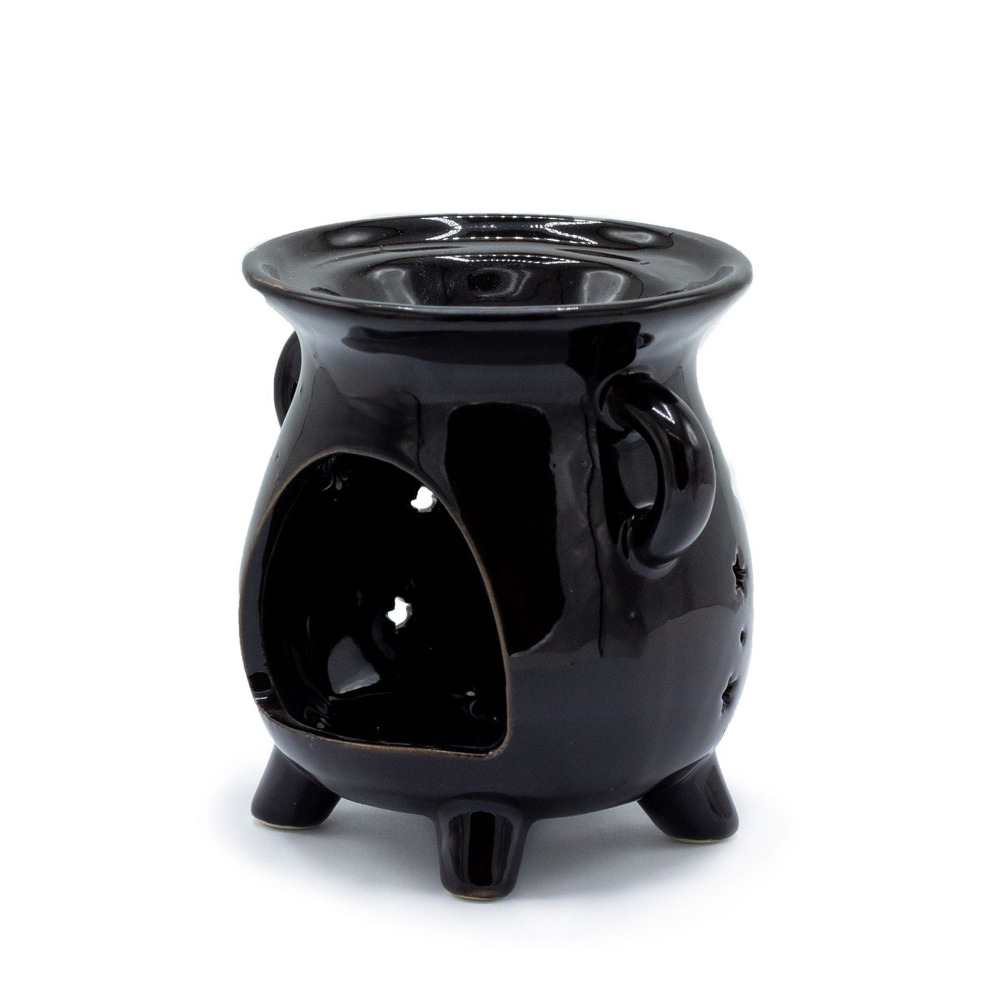 Cauldron Oil Burner - Moon Phase - Black Various Shaped Ceramic Oil Burners - Bath Indulgence