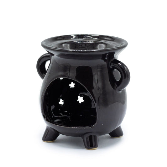 Cauldron Oil Burner - Moon & Stars - Black Various Shaped Ceramic Oil Burners - Bath Indulgence