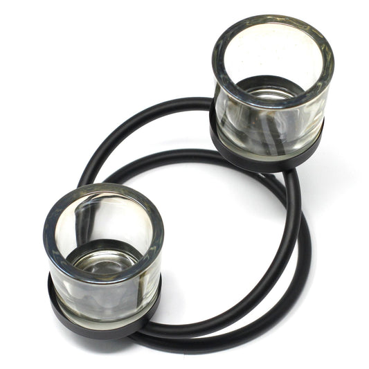 Centrepiece Iron Votive Candle Holder - 2 Cup Double Step Centerpiece Iron Votive Candle Holders - Bath Indulgence