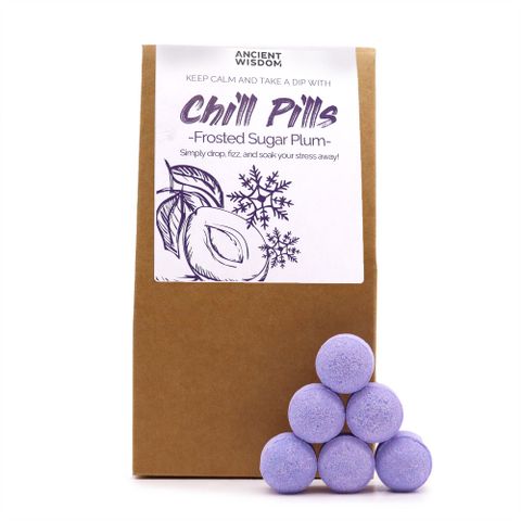 Chill Pills Gift Pack 350g - Frosted Sugar Plum Chill Pill Gift Packs - Bath Indulgence