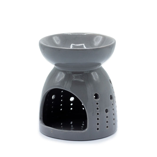 Classic Oil Burner - Bubbles Cutout - Grey Various Shaped Ceramic Oil Burners - Bath Indulgence