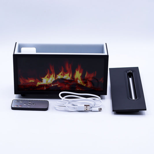 Flame Effect Aroma Diffuser with Birdsound - Black USB - Colour Change Aroma Diffusers - Bath Indulgence