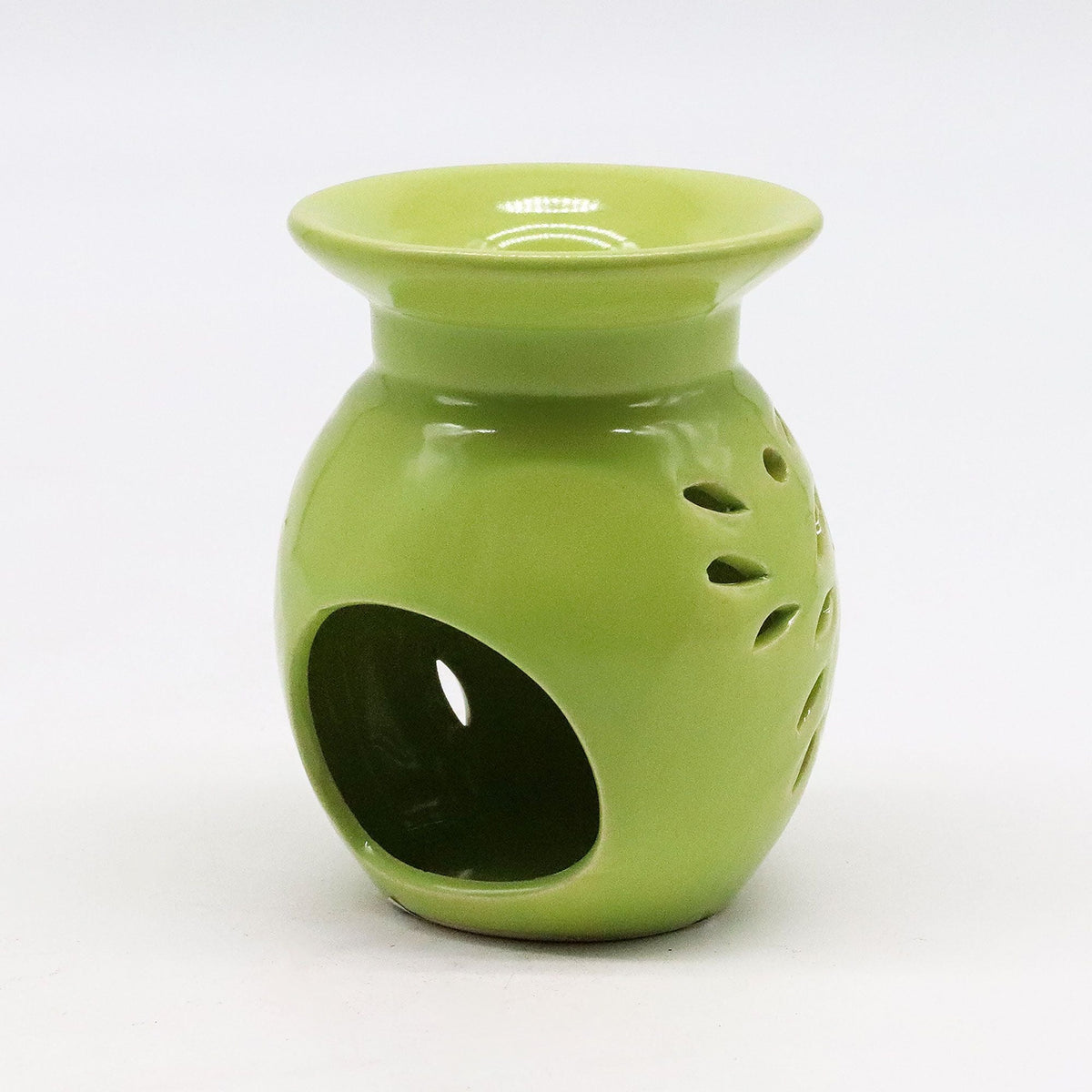 Floral Oil Burner - Lime Various Shaped Ceramic Oil Burners - Bath Indulgence