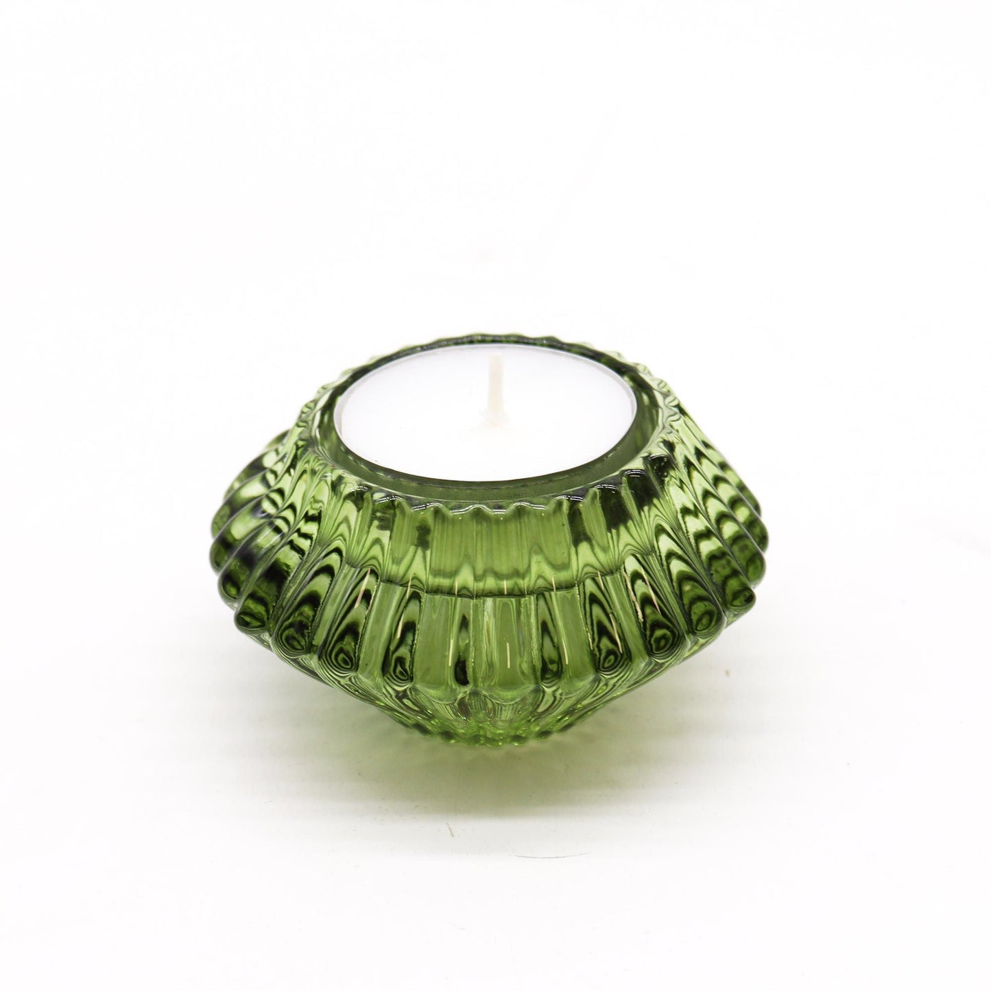 Flower Flip Dinner Candle / Tealight Holder - Garden Jade Glass Candle Holders & Jars - Bath Indulgence