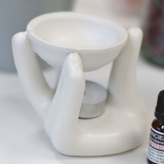 Helping Hand Oil Burner - White Cool Designs Oil Burners - Bath Indulgence