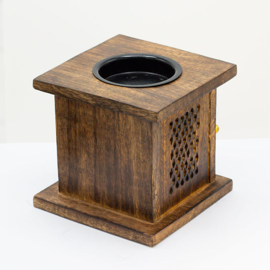 Large Mango Box Burner - Tree of life Mango Wood Oil Burners - Bath Indulgence