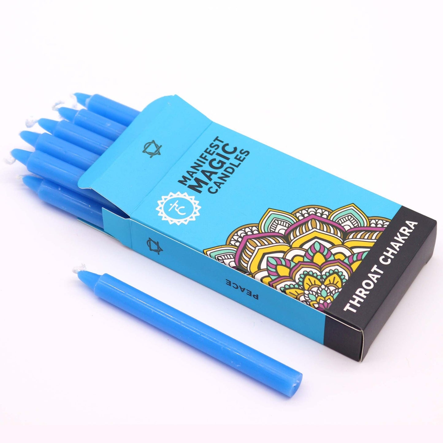 Manifest Magic Candles (pack of 12) - Blue - Throat Chakra Magic Candles for Manifestation - Bath Indulgence