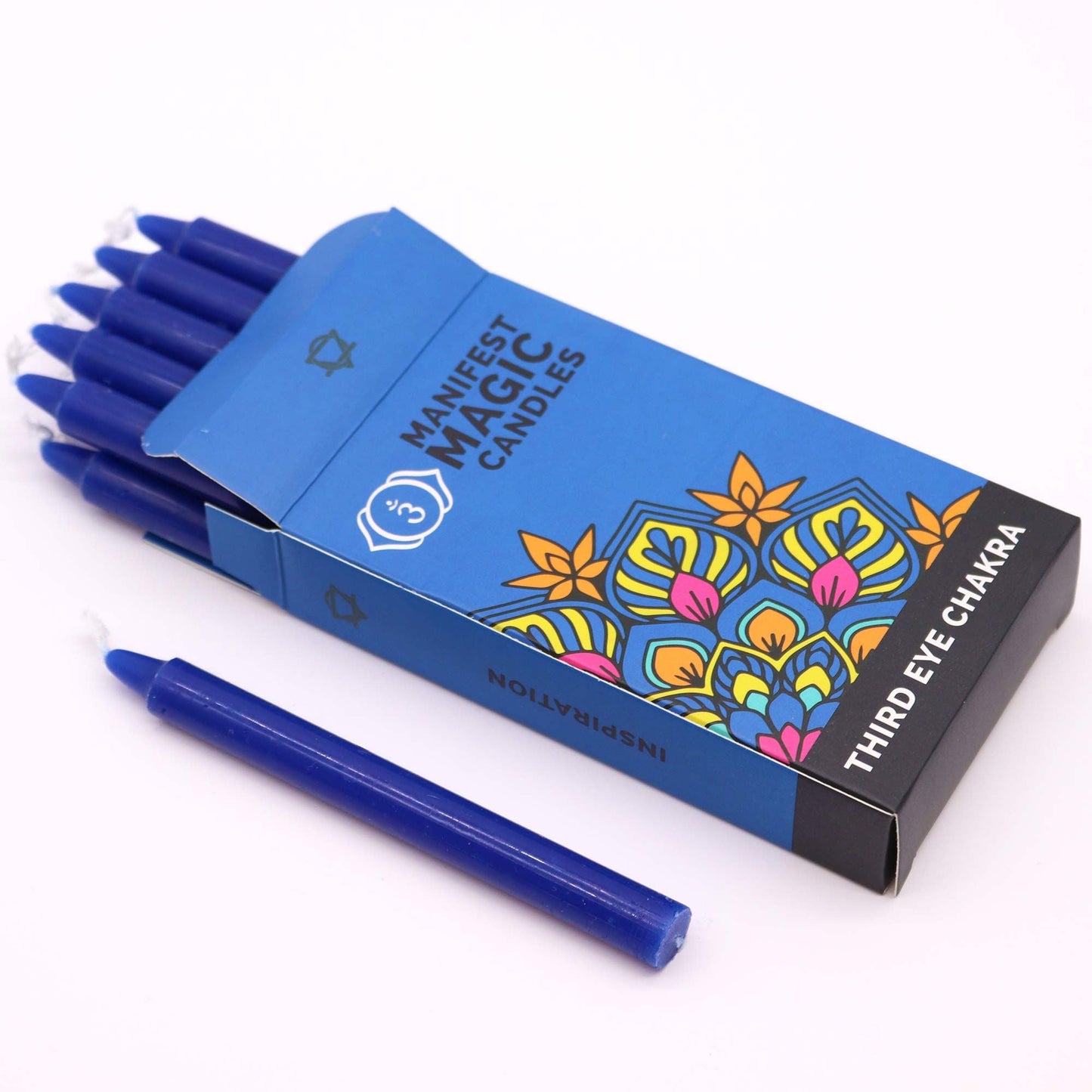 Manifest Magic Candles (pack of 12) - Indigo - Third Eye Chakra Magic Candles for Manifestation - Bath Indulgence