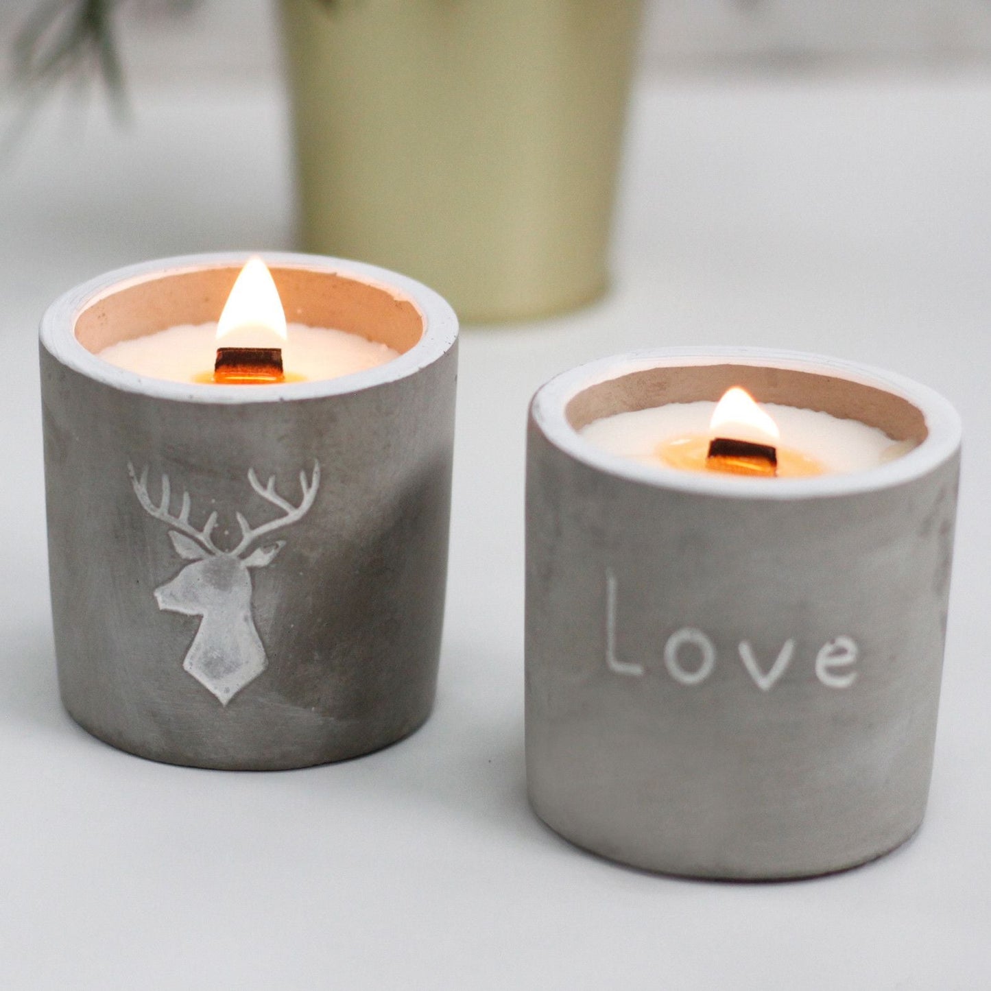 Med Pot - Love - Purple Fig & Casis Concrete Wooden Wick Candle - Bath Indulgence