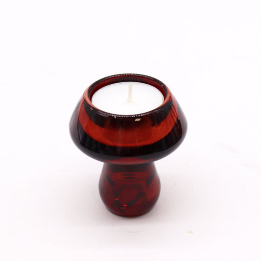 Mushroom Flip Dinner Candle / Tealight Holder - Vampire Red Glass Candle Holders & Jars - Bath Indulgence