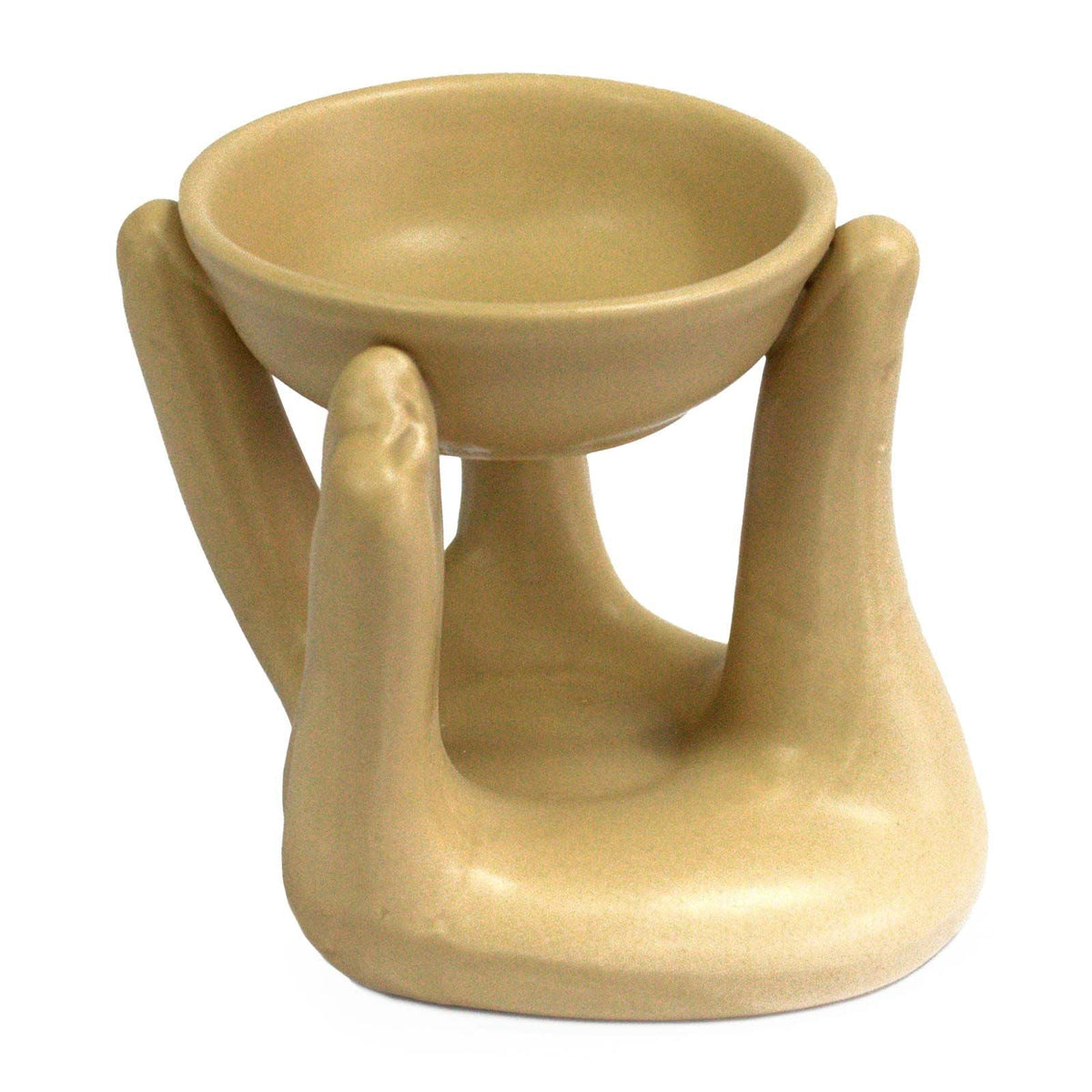 Open Hands Oil Burner - Tan Cool Designs Oil Burners - Bath Indulgence