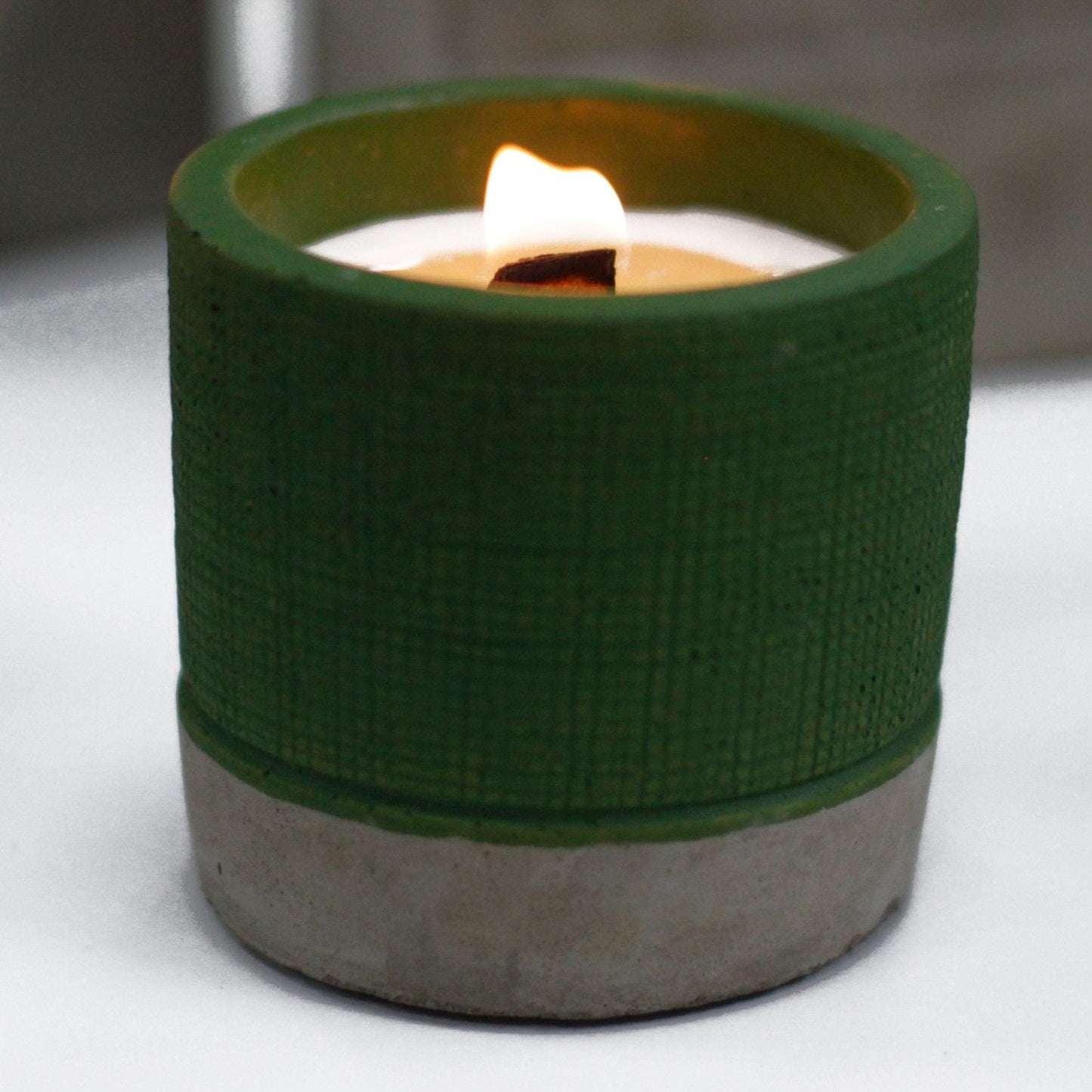 Pot - Green - Sea Moss & Herbs Concrete Wooden Wick Candle - Bath Indulgence