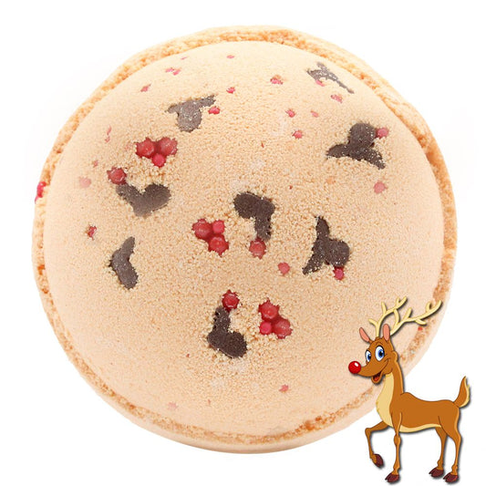 Reindeer and Red Nose Bath Bomb - Toffee & Caramel Jumbo Bath Bombs - 180g - Bath Indulgence
