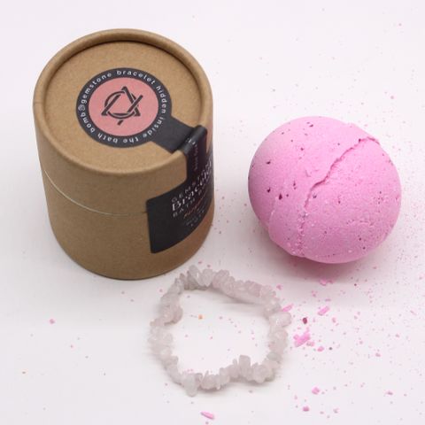 Rose Quartz Gem Bracelet Bath Bomb - Bath Indulgence
