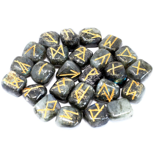 Runes Stone Set in Pouch - Labradorite Indian Rune Sets - Bath Indulgence