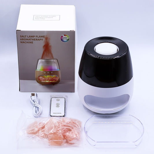 Salt Stone Flame Effect Aroma Diffuser - White USB - Colour Change and Timer Aroma Diffusers - Bath Indulgence