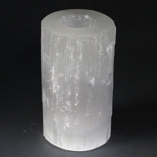 Selenite Cylinder Candle Holder - 15 cm Selenite Candle Holders - Bath Indulgence
