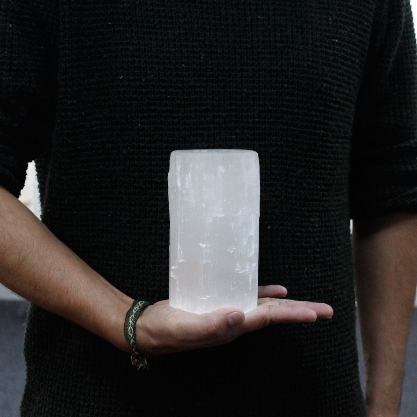 Selenite Cylinder Candle Holder - 15 cm Selenite Candle Holders - Bath Indulgence