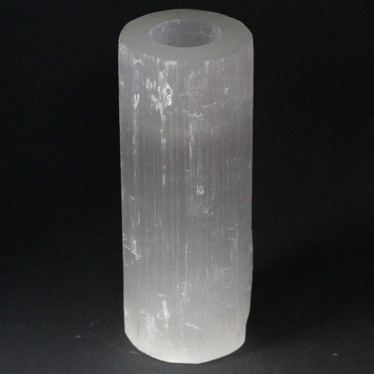 Selenite Cylinder Candle Holder - 20 cm Selenite Candle Holders - Bath Indulgence