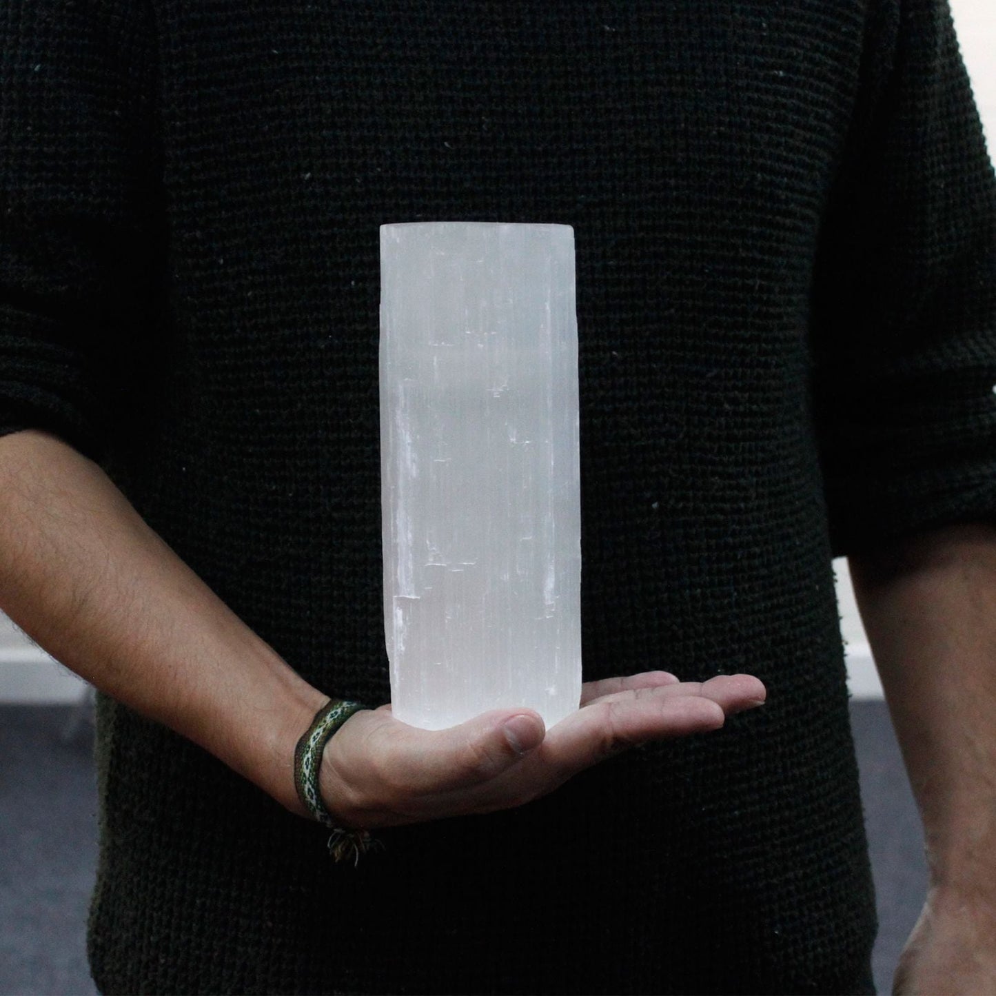 Selenite Cylinder Candle Holder - 20 cm Selenite Candle Holders - Bath Indulgence