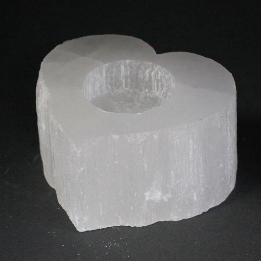 Selenite Heart Candle Holder Selenite Candle Holders - Bath Indulgence