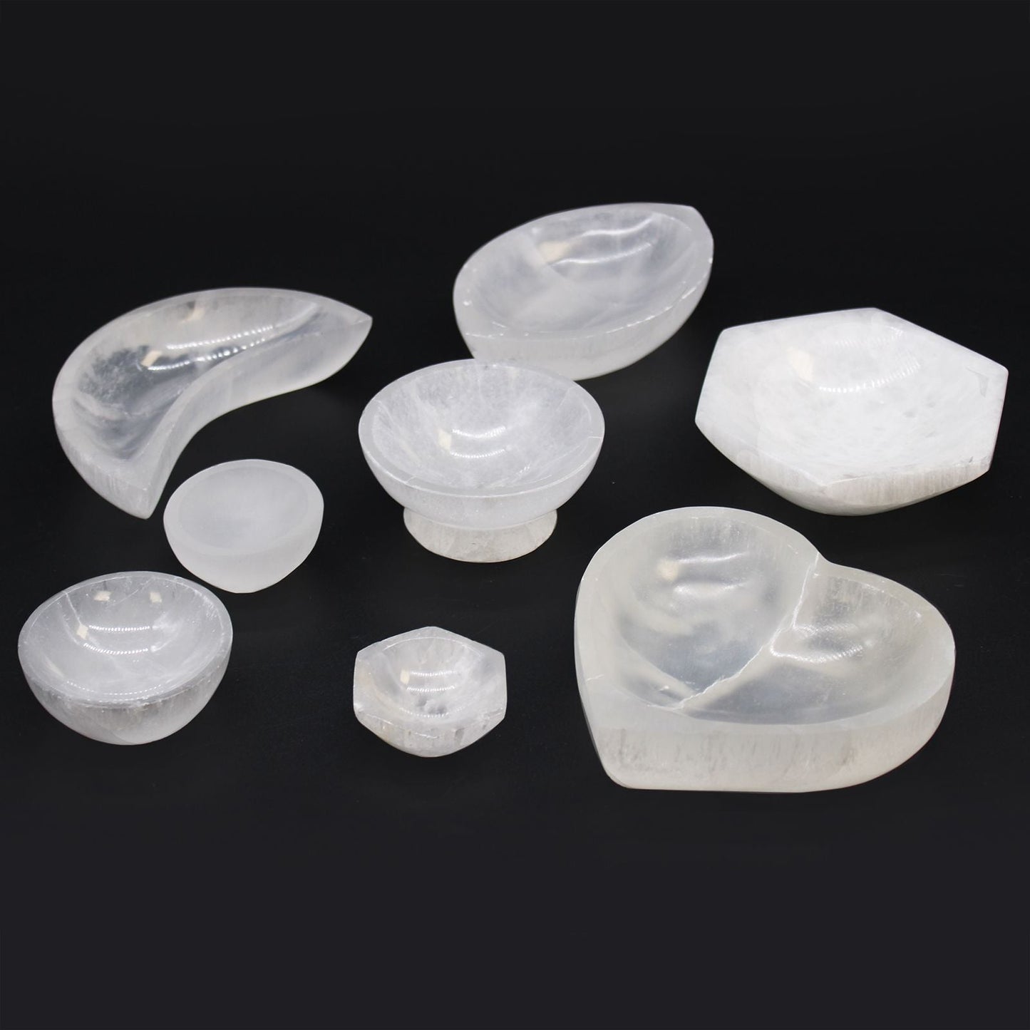 Selenite Moon Bowl - 15cm Selenite Bowls - Bath Indulgence