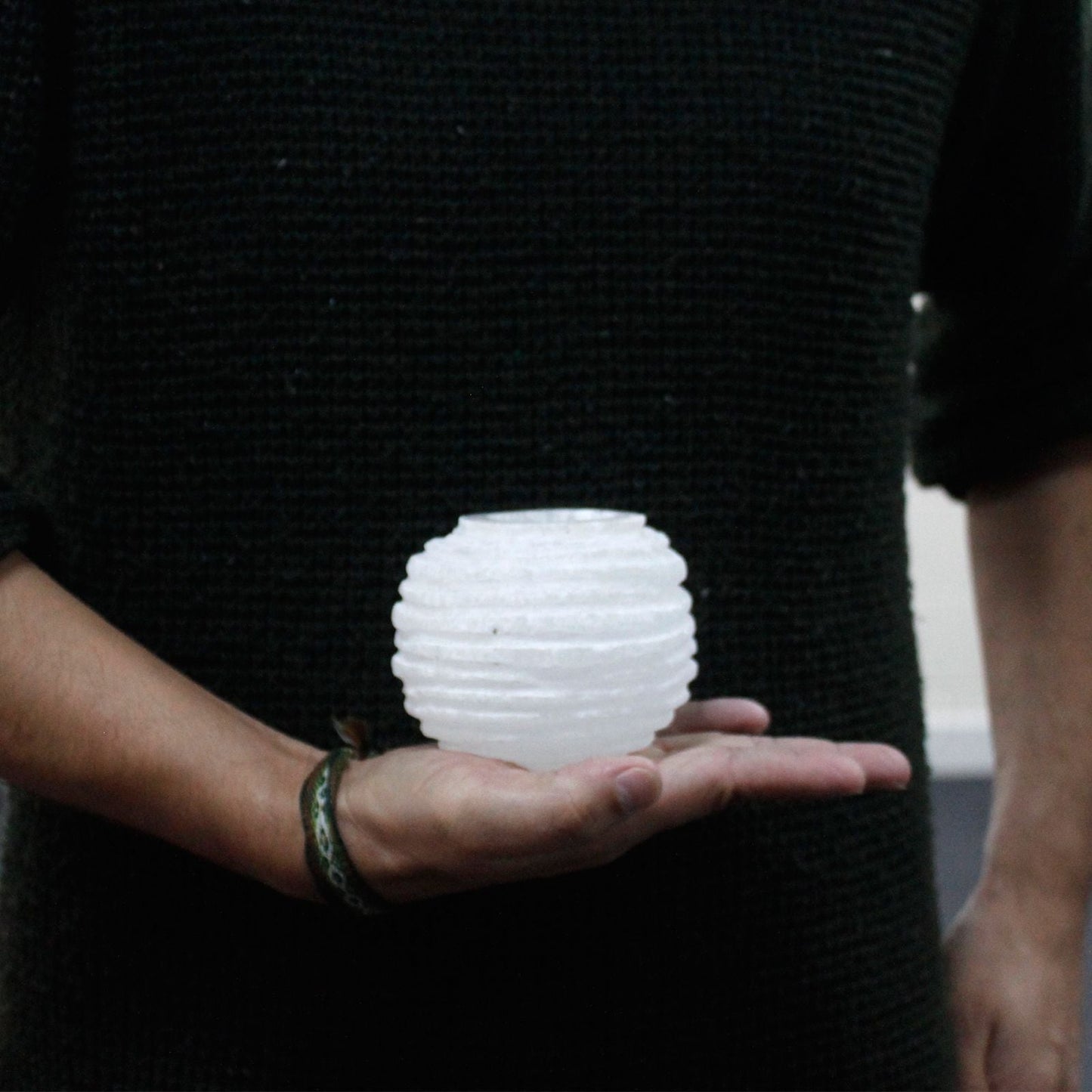 Selenite Snowball Candle Holder - 8 cm Selenite Candle Holders - Bath Indulgence