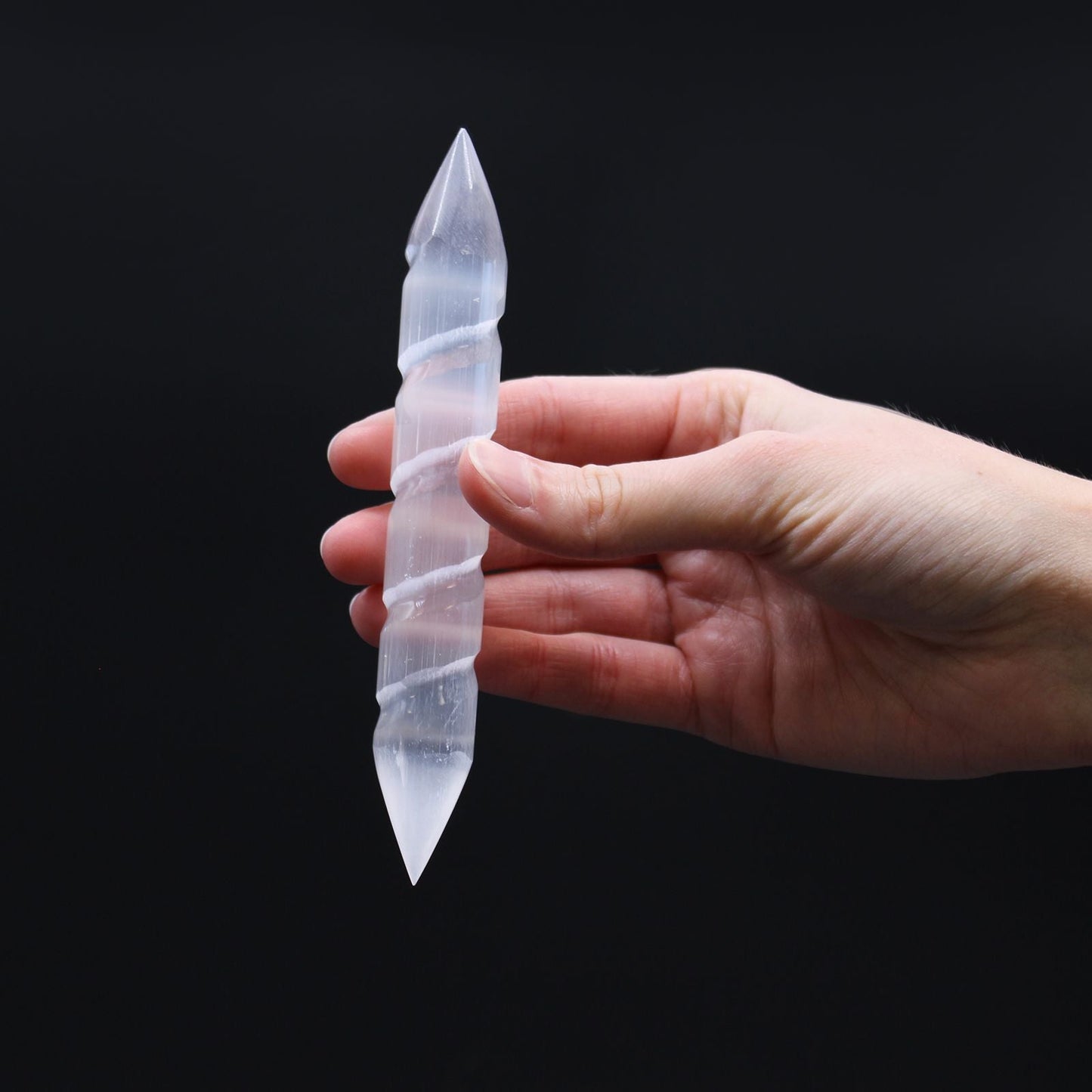 Selenite Spiral Wands - 16 cm (Point Both Ends) Selenite Wands - Bath Indulgence