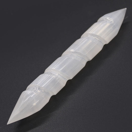 Selenite Spiral Wands - 16 cm (Point Both Ends) Selenite Wands - Bath Indulgence