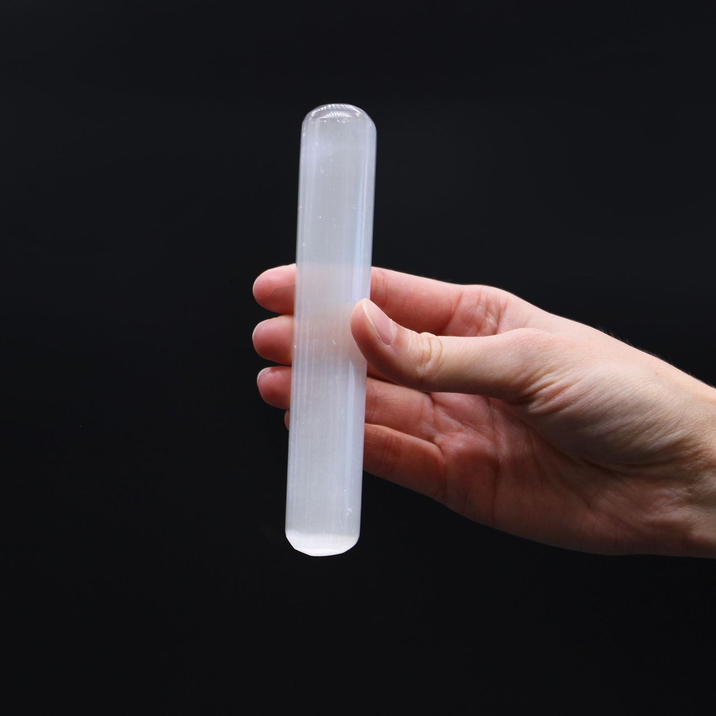 Selenite Wand - 16 cm (Round Both Ends) Selenite Wands - Bath Indulgence