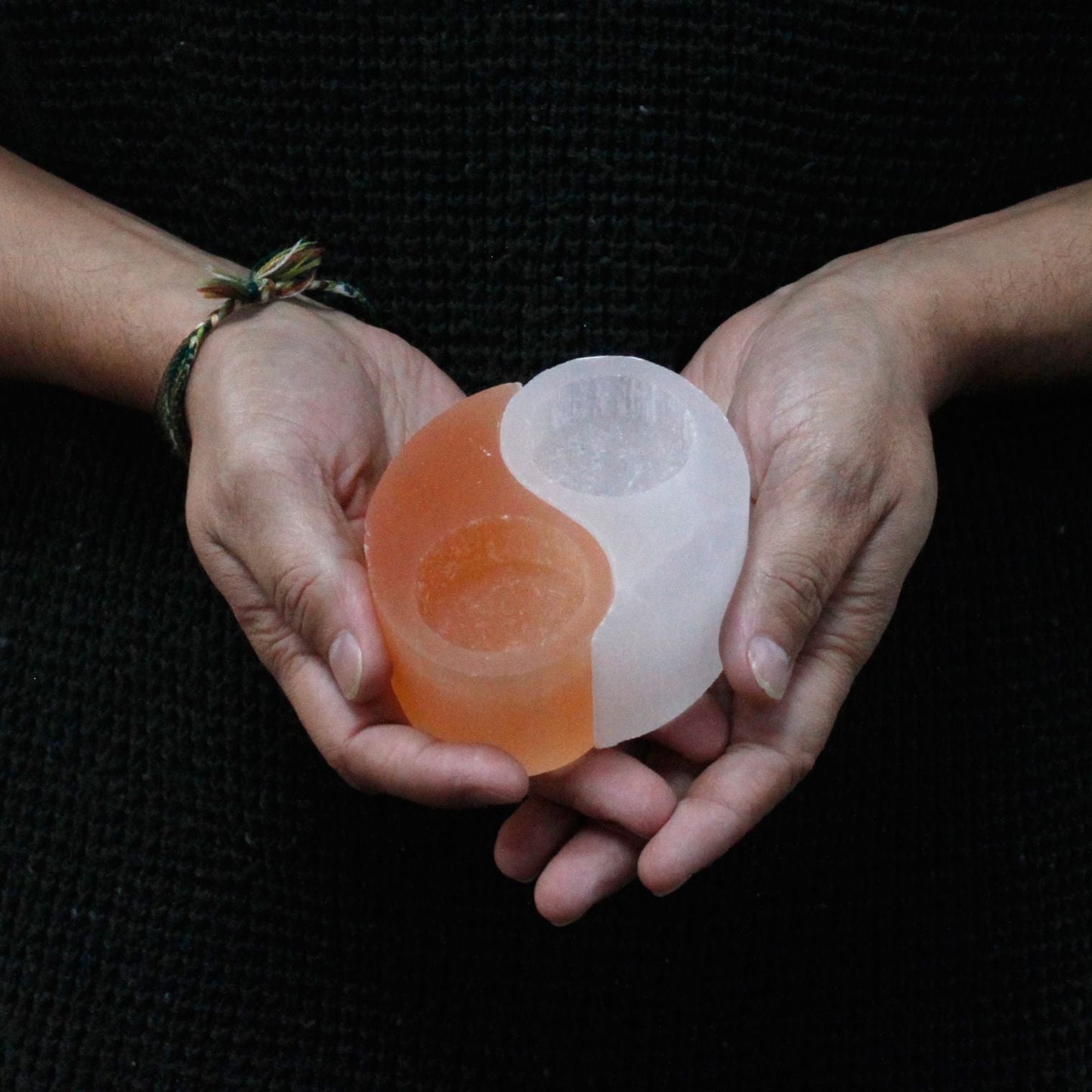 Selenite Ying Yang Candle Holder Selenite Candle Holders - Bath Indulgence