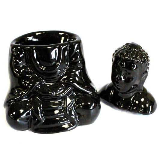 Sitting Buddha Oil Burner - Black Classic Buddha Oil Burners - Bath Indulgence