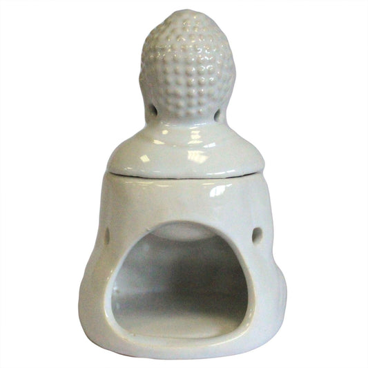 Sitting Buddha Oil Burner - White Classic Buddha Oil Burners - Bath Indulgence