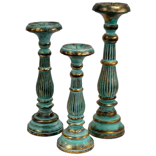 Small Candle Stand - Turquois Gold Vintage Candle Stands - Bath Indulgence