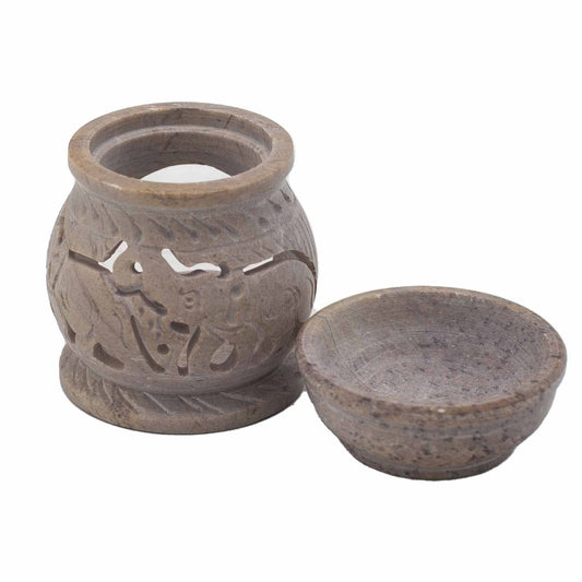 Small Soapstone Oil Burner 8cm - Elephant Soapstone Oil Burners - Bath Indulgence