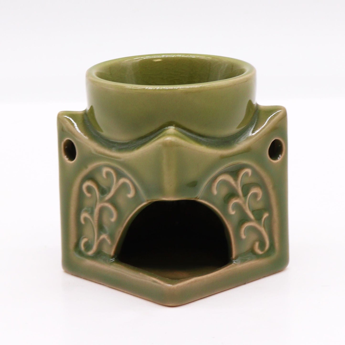 Square Buddha Burner - Light Jade Classic Buddha Oil Burners - Bath Indulgence