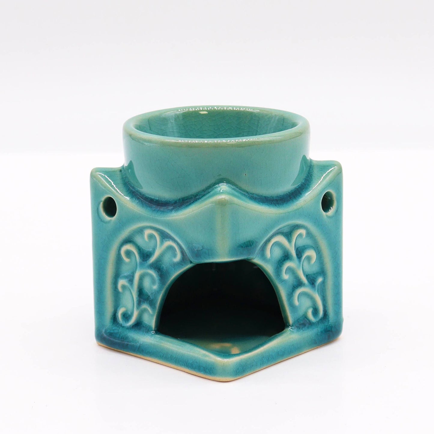 Square Buddha Burner - Soft Turquoise Classic Buddha Oil Burners - Bath Indulgence