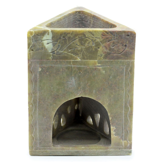 Triangle Soapstone Oil Burner 11x9cm - Elephant Soapstone Oil Burners - Bath Indulgence