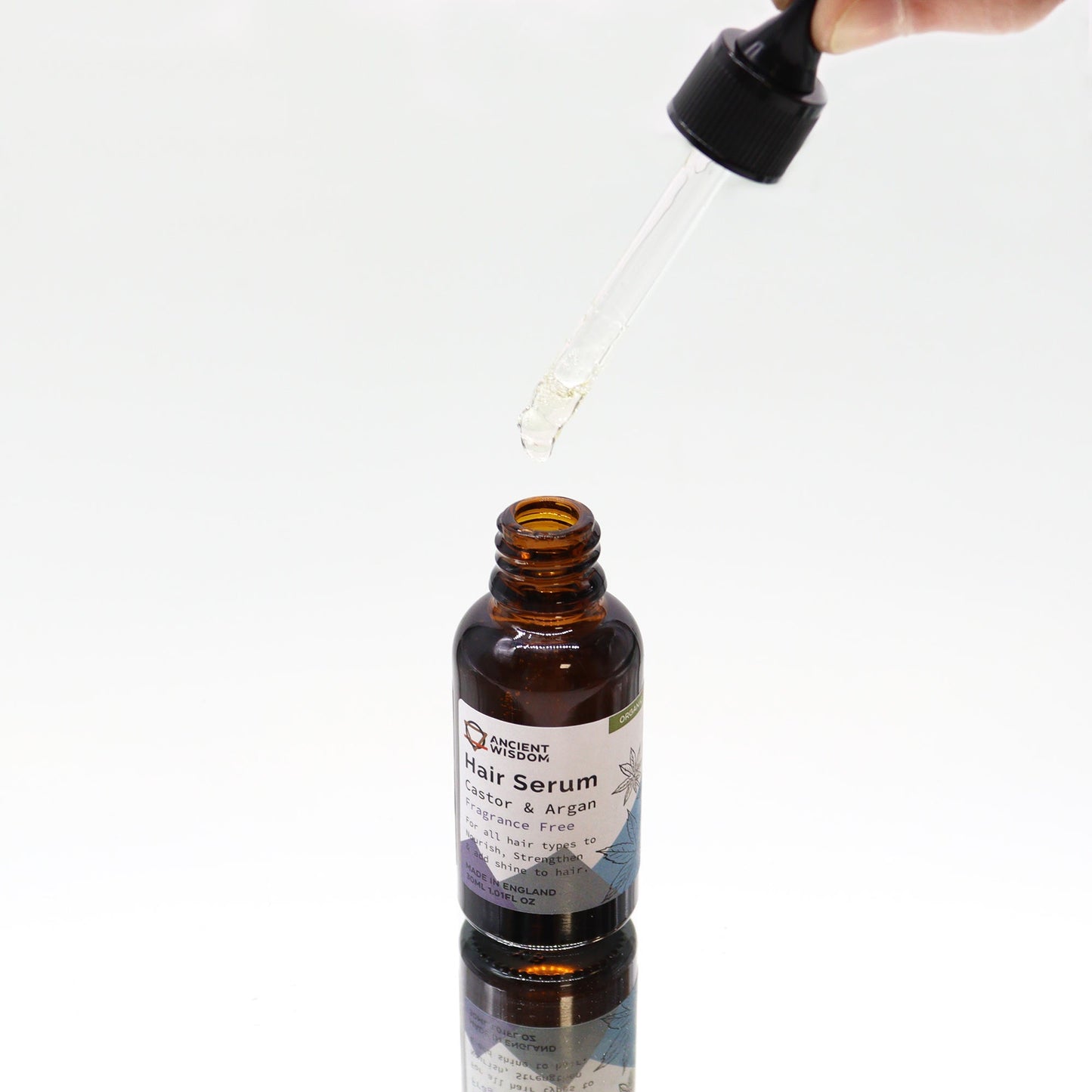 Unfragranced Organic Hair Serum 30ml - Handmade In UK Vegan Premium Ingredients - Bath Indulgence