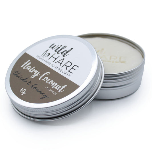 Wild Hare Hairy Coconut Solid Shampoo 60g - Handmade In UK Vegan Premium Ingredients - Bath Indulgence