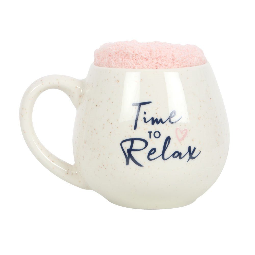Time To Relax Mug & Fluffy Sock Set - Bath Indulgence