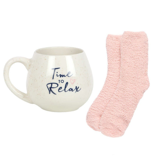 Time To Relax Mug & Fluffy Sock Set - Bath Indulgence