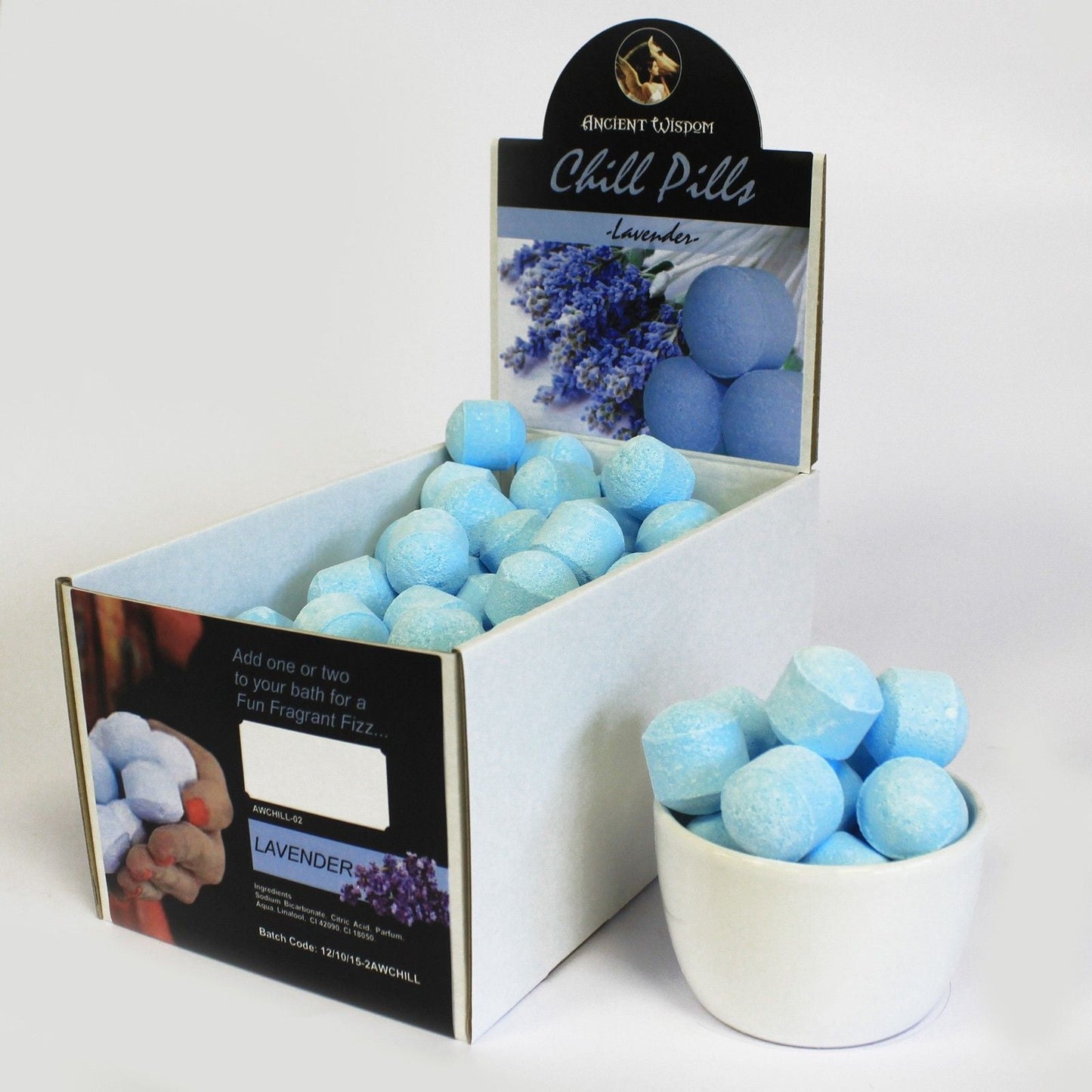 1.3Kg Box of Chill Pills (Mini Bath Bombs) - Lavender Box of Chill Pills 1.3Kg - Bath Indulgence