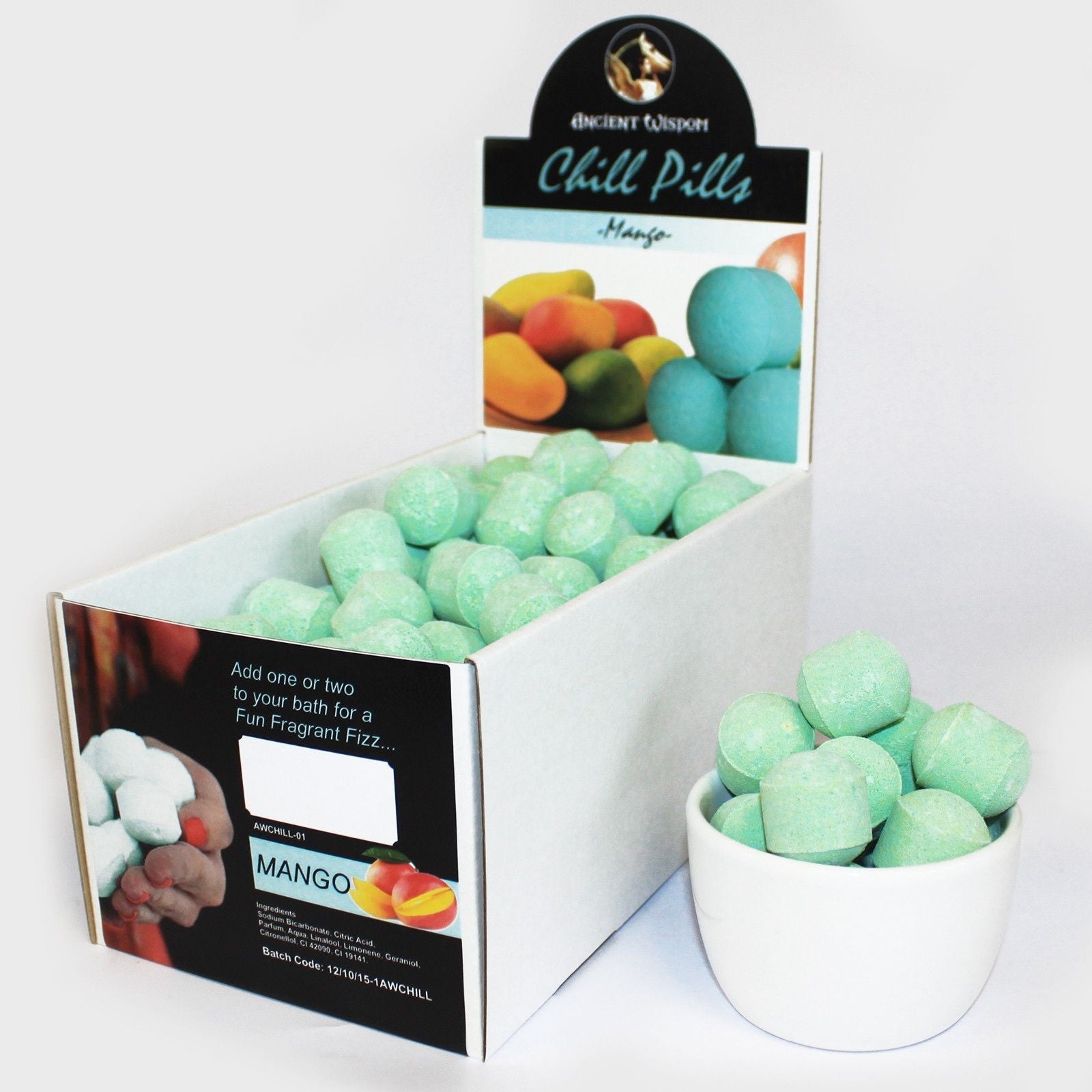 1.3Kg Box of Chill Pills (Mini Bath Bombs) - Mango Box of Chill Pills 1.3Kg - Bath Indulgence